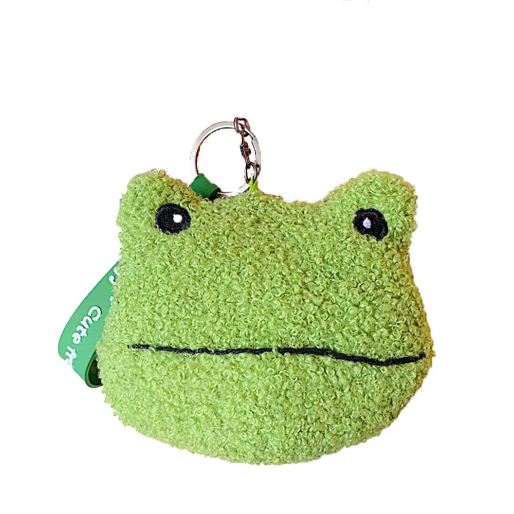 Creative Cute Frog Coin Purse Wallet Cartoon Solid Color Plush Frog Doll Buckle Bag with Key Chain Girls Gifts Funny Wallet Bags