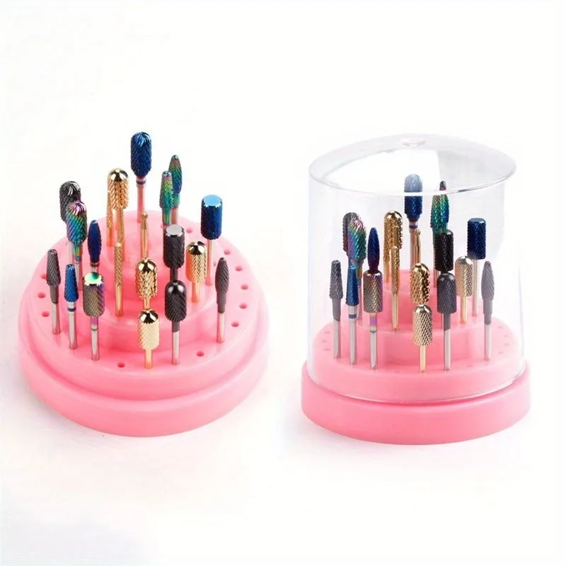 Various Styles 48 Holes Acrylic Nail Drill Bits Holder Empty Storage Box Stand Cutter Manicure Milling Container Nail Accessorie