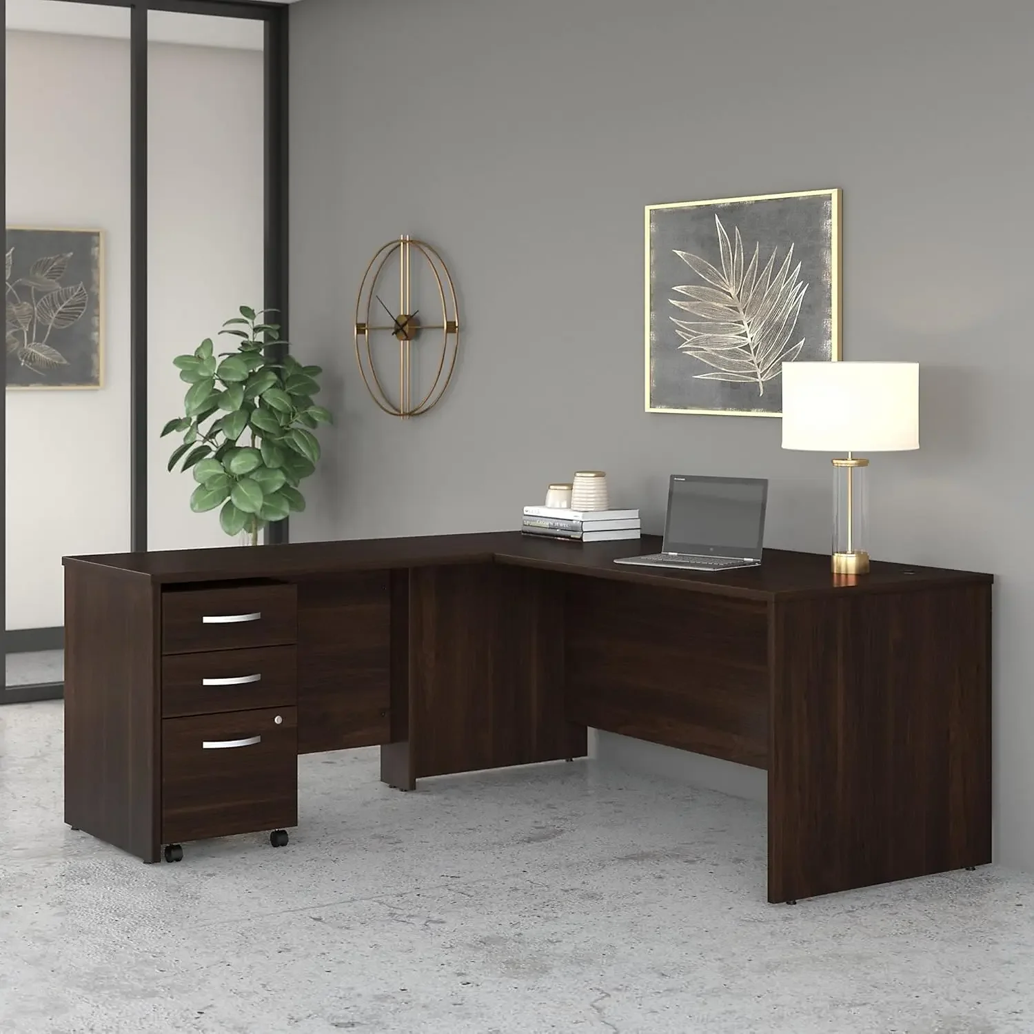 

L Shaped Desk with Mobile File Cabinet and Return, 72W x 30D