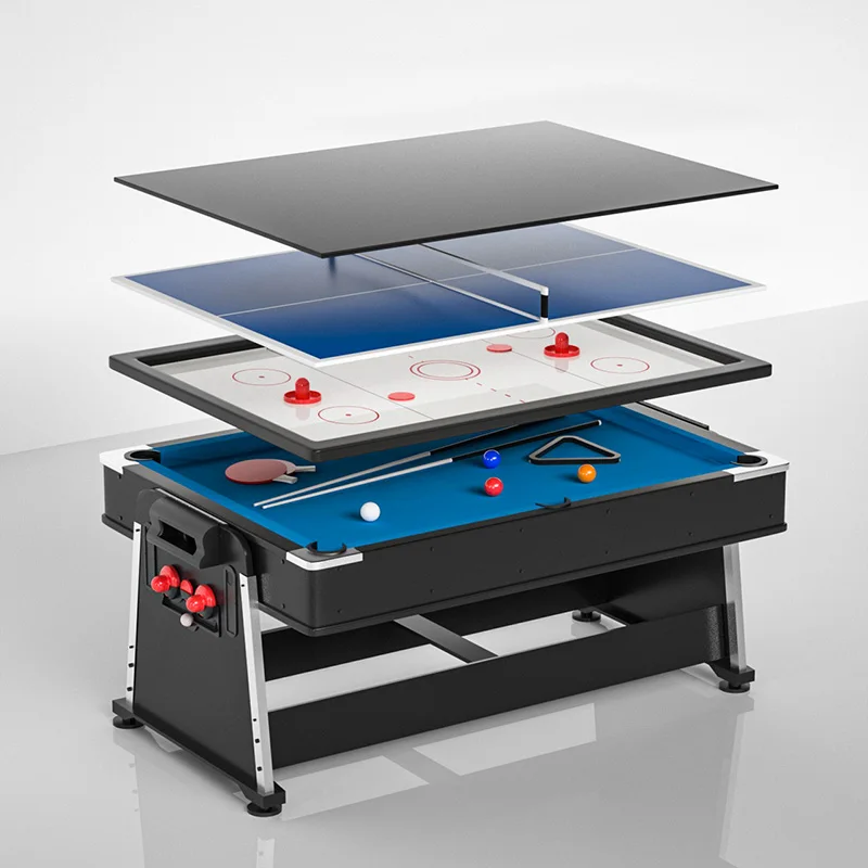 

7FT New Fashion 4 in 1 Rotating Multi Game Table Set with Billiard Table/ Air Hockey/Tennis/Dinning Tablepromote sales