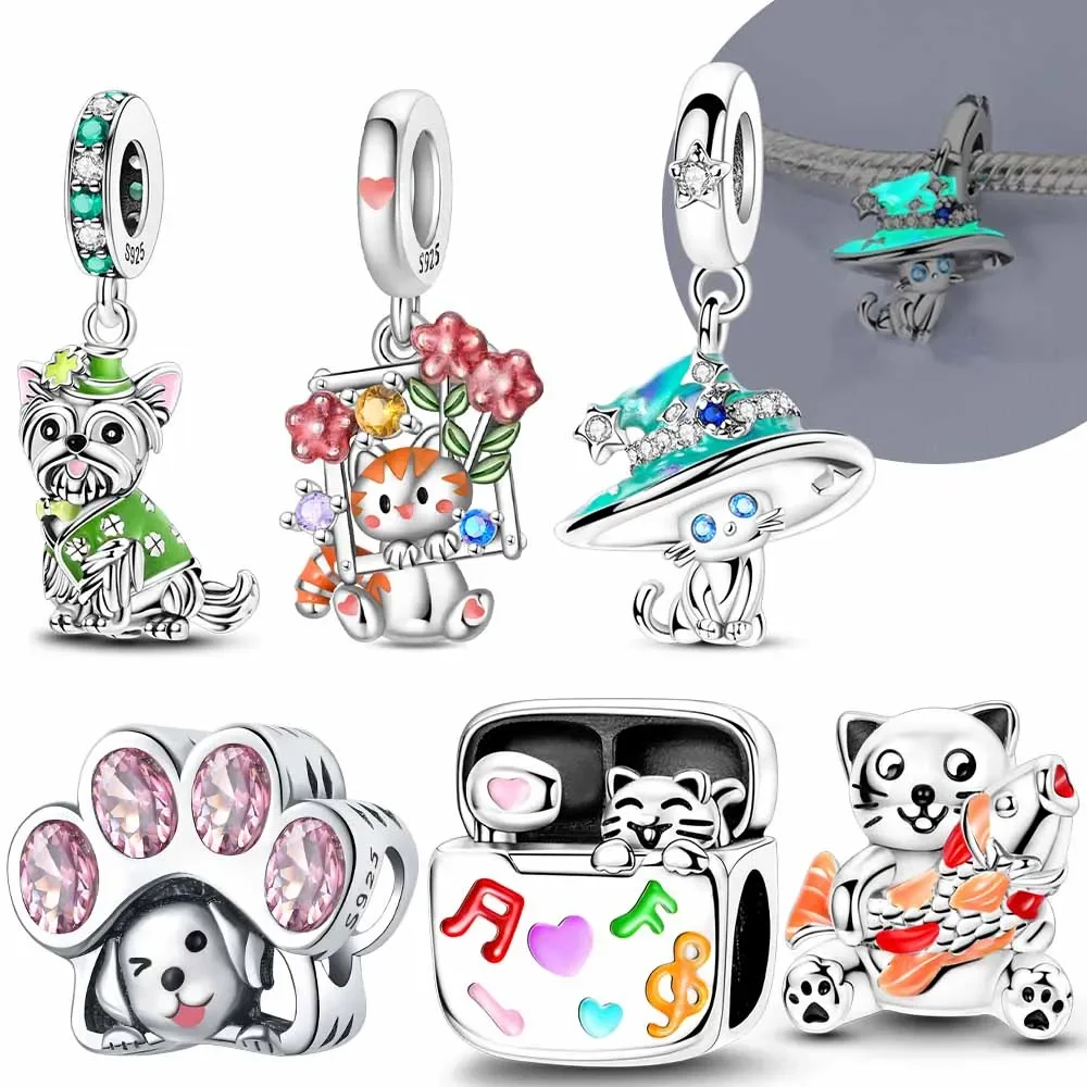 

Luxury Fine Glow Magic Hat Pet Cat and Dog Beads for Bracelets Flower Fish Phone Charms Jewelry Making Diy Accessories Women
