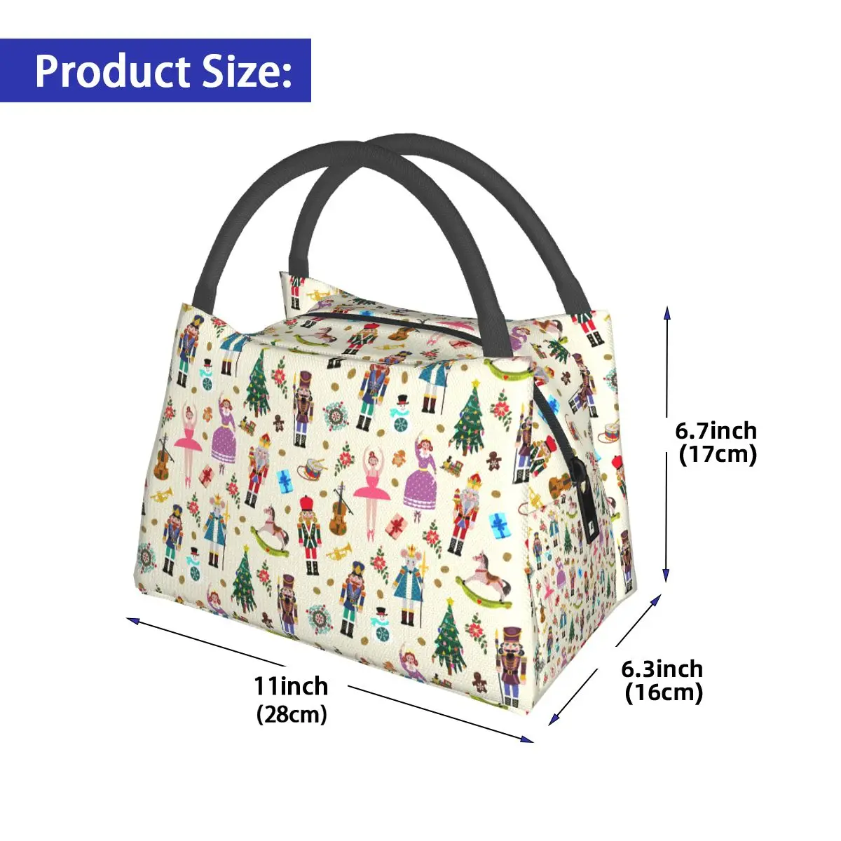 Christmas Day Xmas Nutcracker Insulated Lunch Bag for Women Children Leakproof Food Boxes Thermal Lunch Box Tote