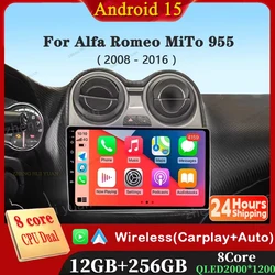 Android 15 For Alfa Romeo MiTo 955 2008 - 2016 Car Dvd Radio Stereo Multimedia Video Player GPS Navigation No 2din DVD 5G Wifi