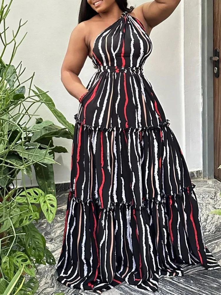 

Sexy Backless African Long Dress For Women 2024 New Style Nigeria Summer African Clothing Maxi Ankara Printed Dress Casual Robe