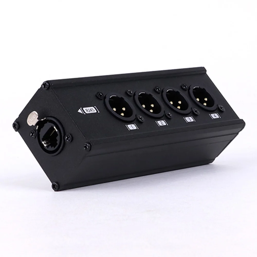 4 Channel Multi Network 3Pin XLR to Ethercon-Compatible RJ45 Cat5 Ethernet Signal Extender for Live Stage,Audio Recording Studio