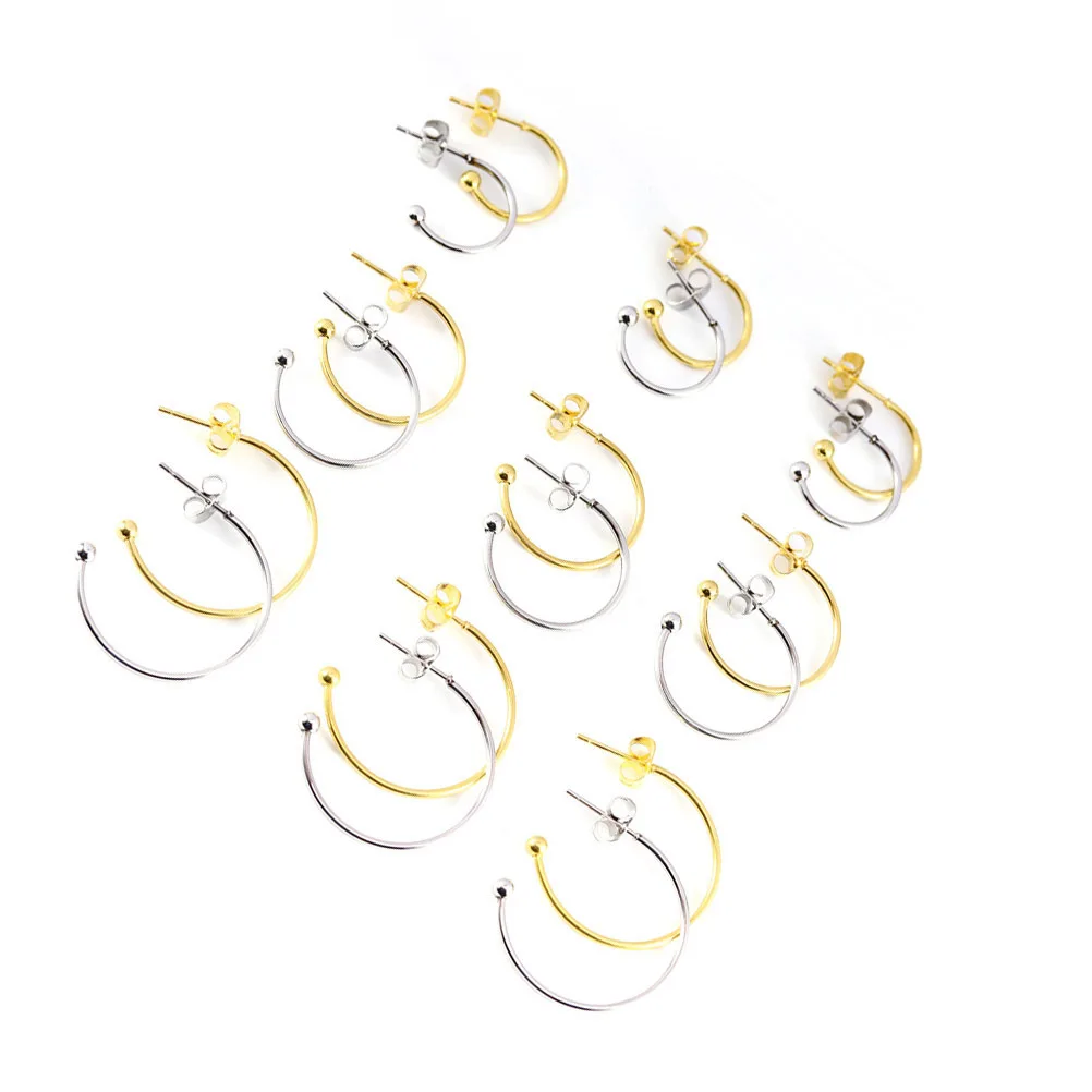 

6Pcs DIY Ear Hook Accessories Stainless Steel Eardrop Beads Material C-Shaped Findings for Wedding Banquet Jewelry Making Golden