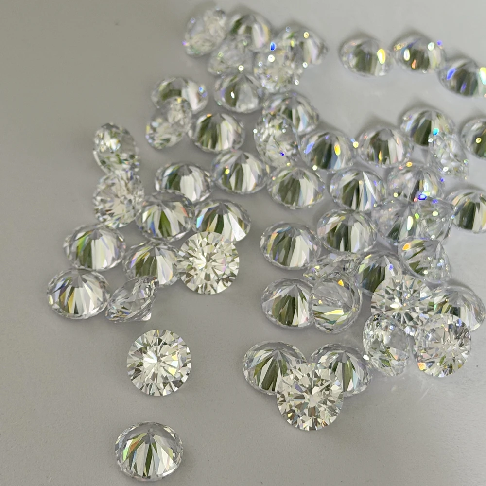 50pcs High Quality White Synthetic Zircon Round 9mm Loose Gemstone For Jewelry Making DIY