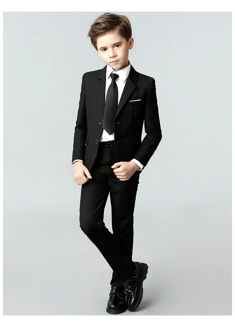 Prince Kids Piano Violin Performance Photograph Dress Boys Host Ceremony Tuxedo Costume Children Black 007 Skinny Cosplay Suit