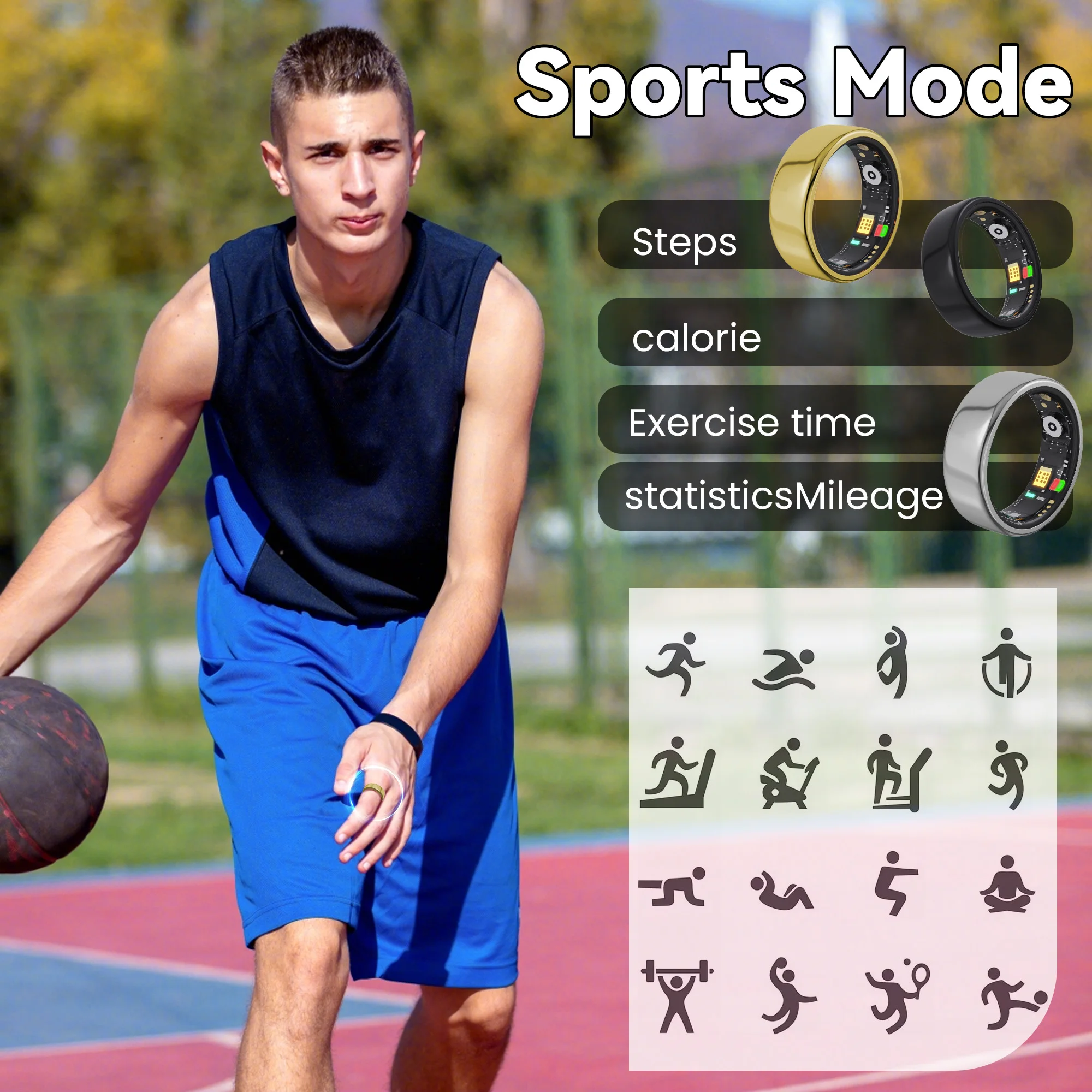 Новое здоровое умное кольцо с несколькими спортивными режимами IP68, водонепроницаемое мониторинг сердечного ритма сна, время ожидания, 7-дневный подарок для мужчин и женщин