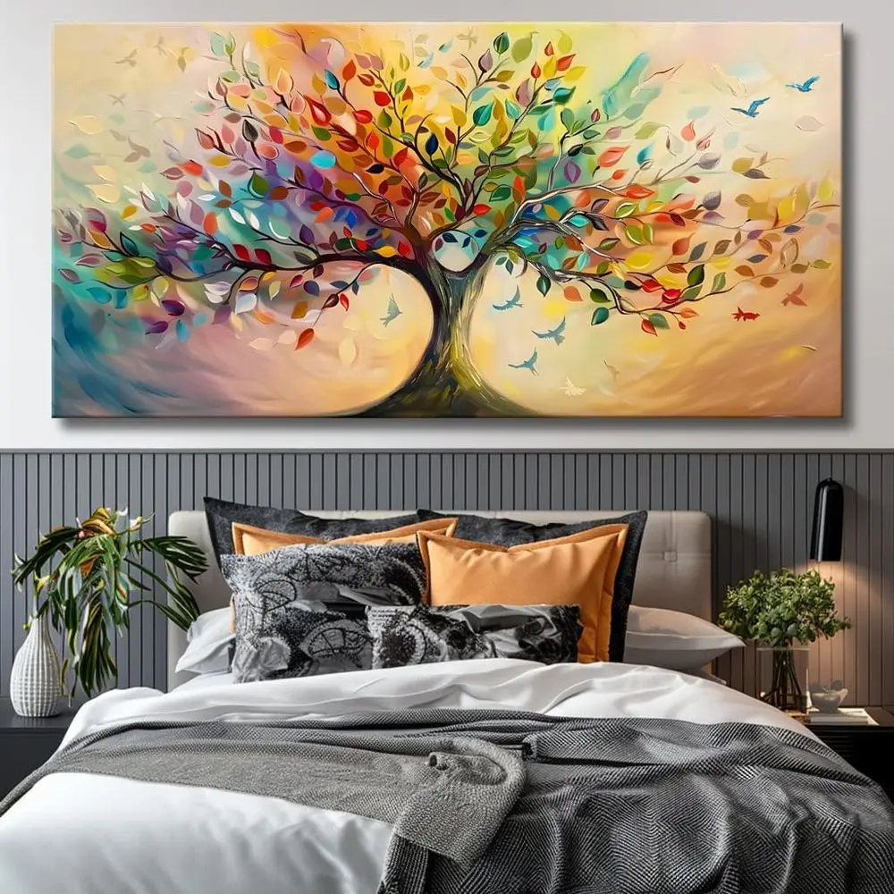 Colorful Tree of Life Canvas Art, Modern Decor for Living Spaces, 24x48