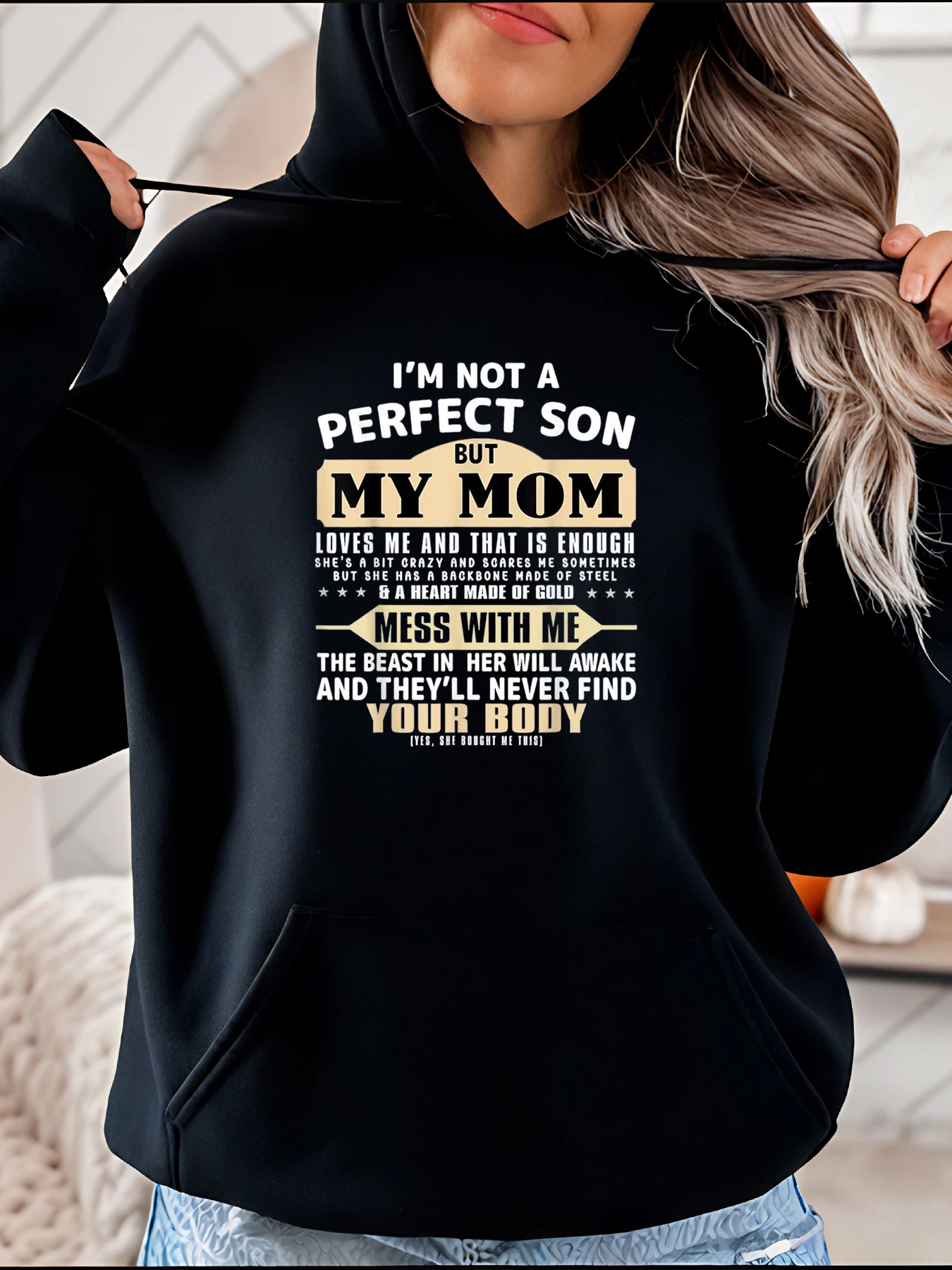 Hoodie Cinta Ibu dengan Cetakan Grafis, Sweatshirt Kasual Wanita untuk Hadiah Ulang Tahun Ibu, Pakaian Fashion Streetwear Wanita