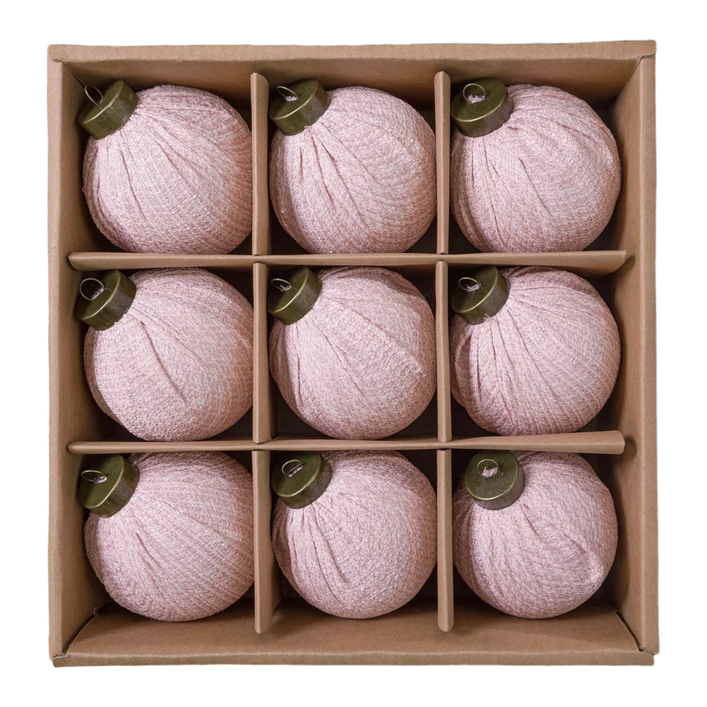 9pcs Linen Christmas Ball Ornaments Set DIY Tree Hanging Decor For Home Holiday Seasonal Decoration Accessories
