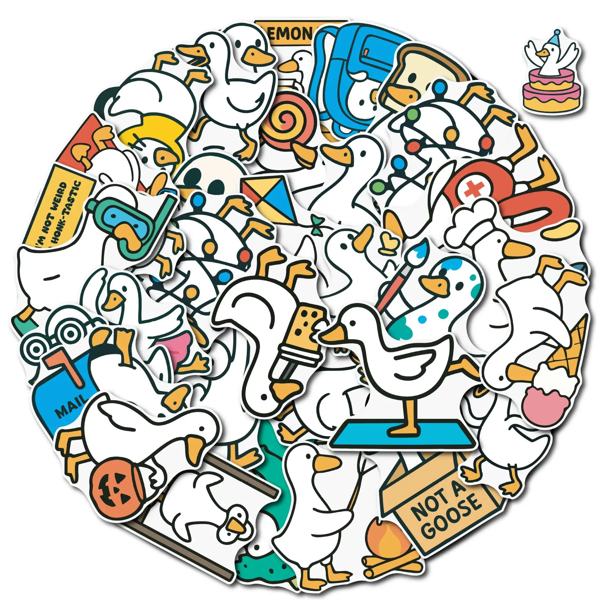 50 قطعة لطيف وسخيف أوزة الكتابة على الجدران ملصقات مضحك الحيوان الكرتون صائق DIY بها بنفسك الأمتعة الهاتف الغيتار الثلاجة كوب سكيت ألعاب أطفال