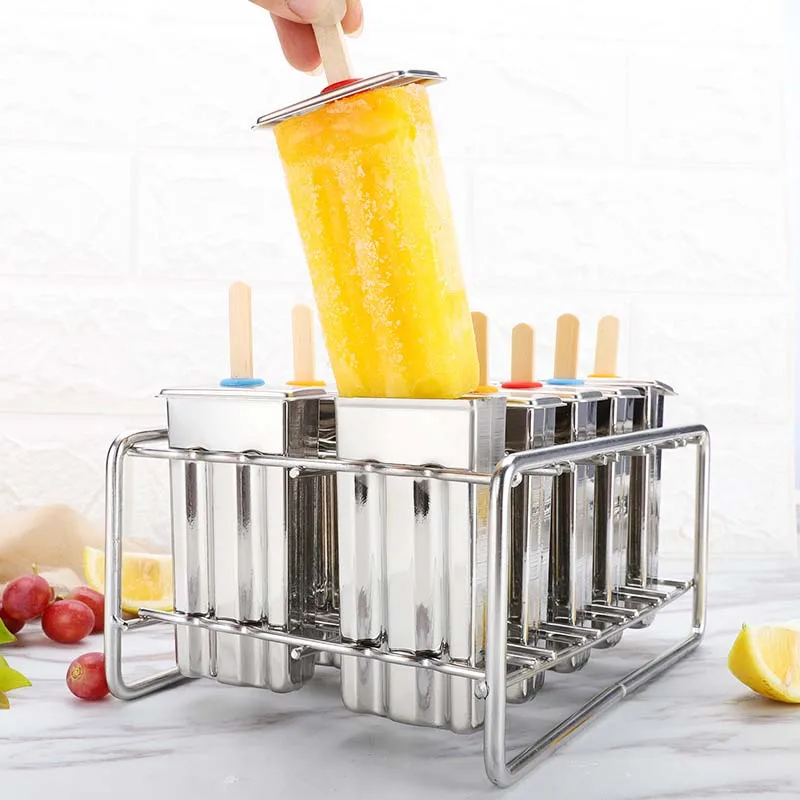 

10 Pack Stainless Steel Popsicle/ice Cream Molds For Healthy Homemade Ice Cream, Great For Indoor And Outdoor Parties