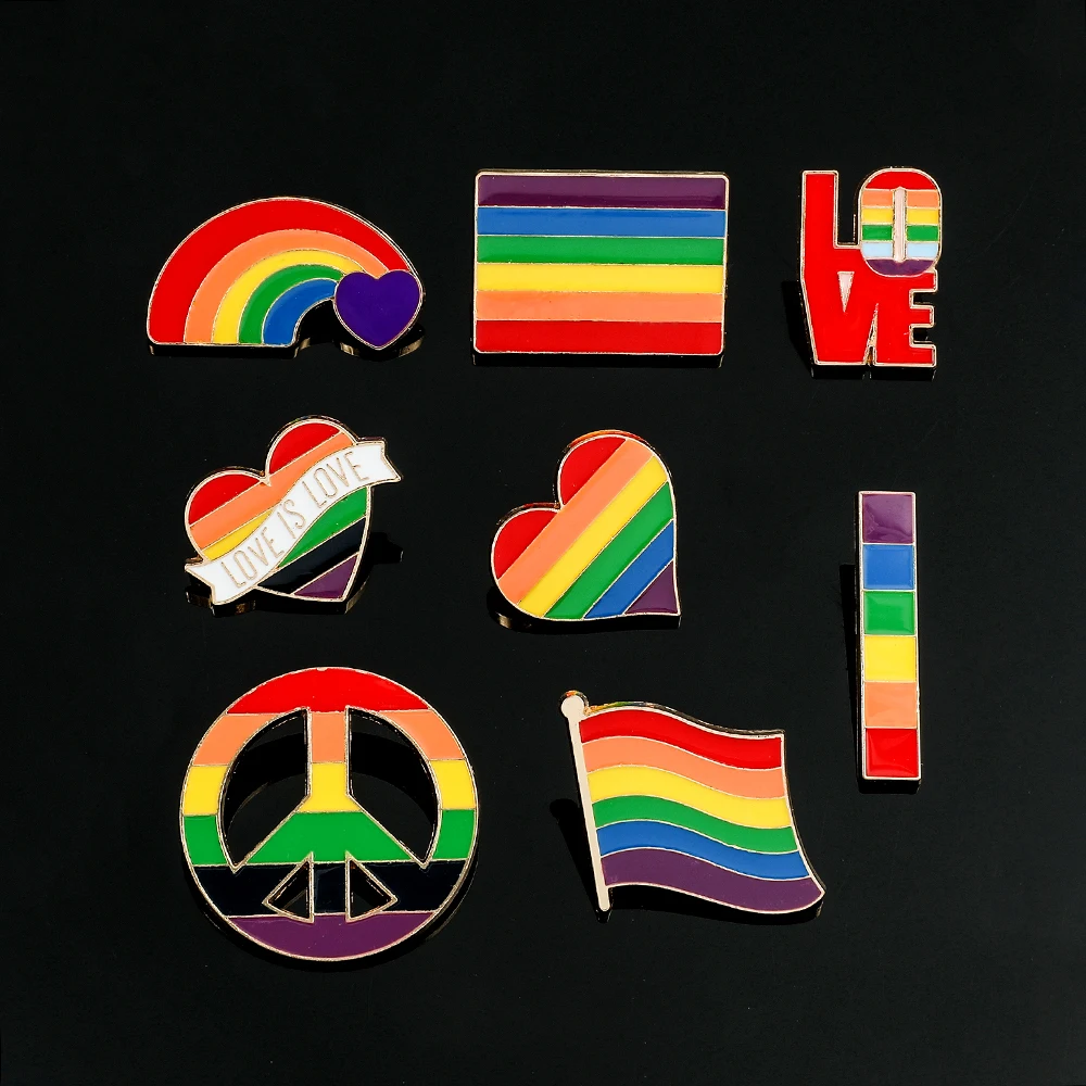 LGBT Rainbow Flag Pins Creative Heart Yeh Finger Enamel Pin Clothes Bag Lapel Gay Lesbian Pride Icon Badge Brooch Unisex