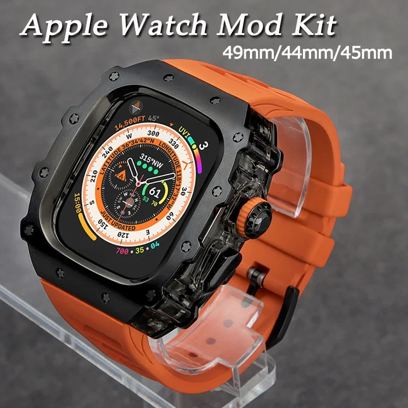

Роскошный модифицированный комплект для Apple Watch Ultra2 1 49 мм 45 44 мм, металлическая блестящая кнопка для IWatch 9 8 7 6 5 4 SE, спортивный браслет