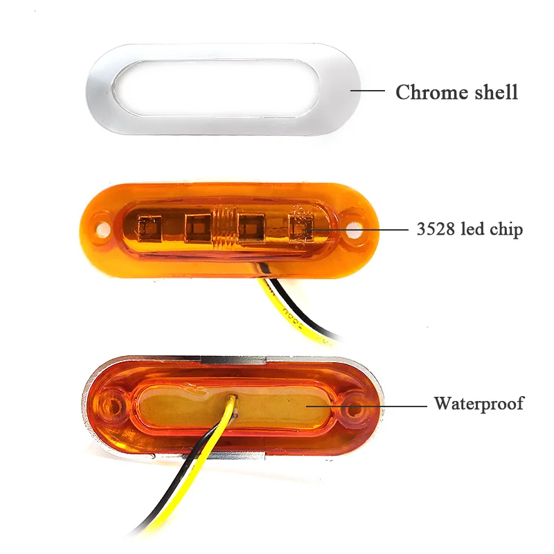 10pcs Side Marker Tail Light Amber 4 SMD 12V 24V Waterproof Led Marker Lamp Trailer Light Rear Side Lamp Truck Light