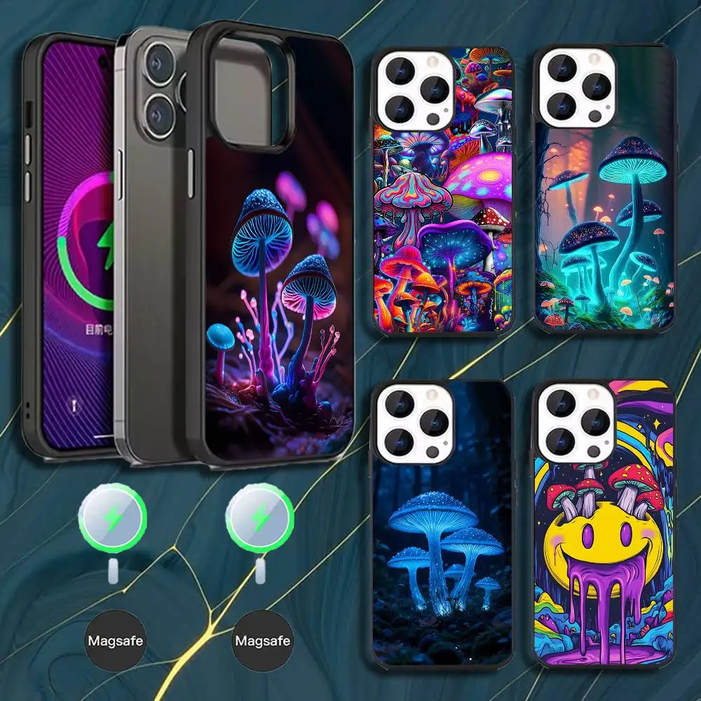 

Trippy Art Mushroom Phone Case For iPhone 17,16,15,14,13,12,11,Pro,Max,Plus,Mini,Magsafe,Magnetic Wireless Charging Case