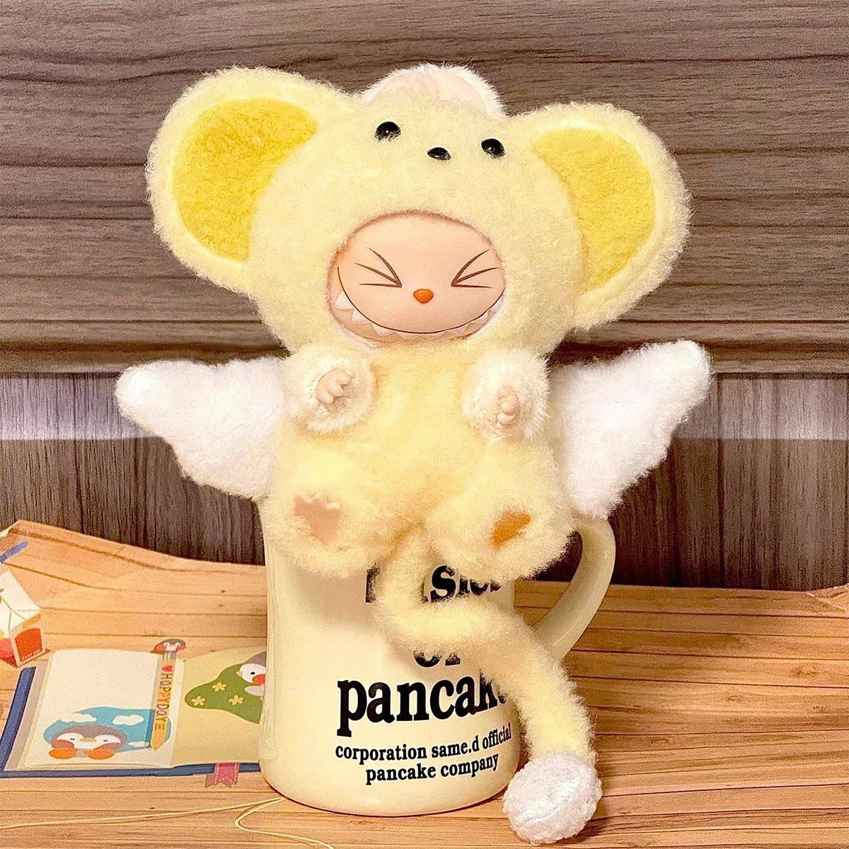 

Cute Mini Plush Doll Blue Hooded Plush Cartoon Clothes for Labubu I II Dolls Outfit Accessories Clothing Gift