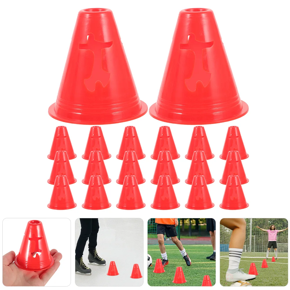 20 Pcs 8cm High Red Training Cones for Roller Skating Soccer Agility Drills Lightweight Portable Smooth Colors