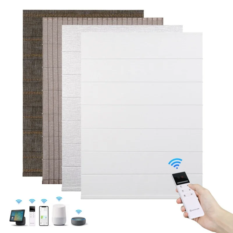 

Customizable Size Light Filtering Fabric Wireless Motor Connect Wifi App Alexa To Control Motorized Roman Blinds For Windows