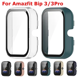 2-in-1 Glass Case For Amazfit Bip 3 Bip3 Pro Screen Protector Case Cover Protective Cover Bumper Shell Protection Frame Cases