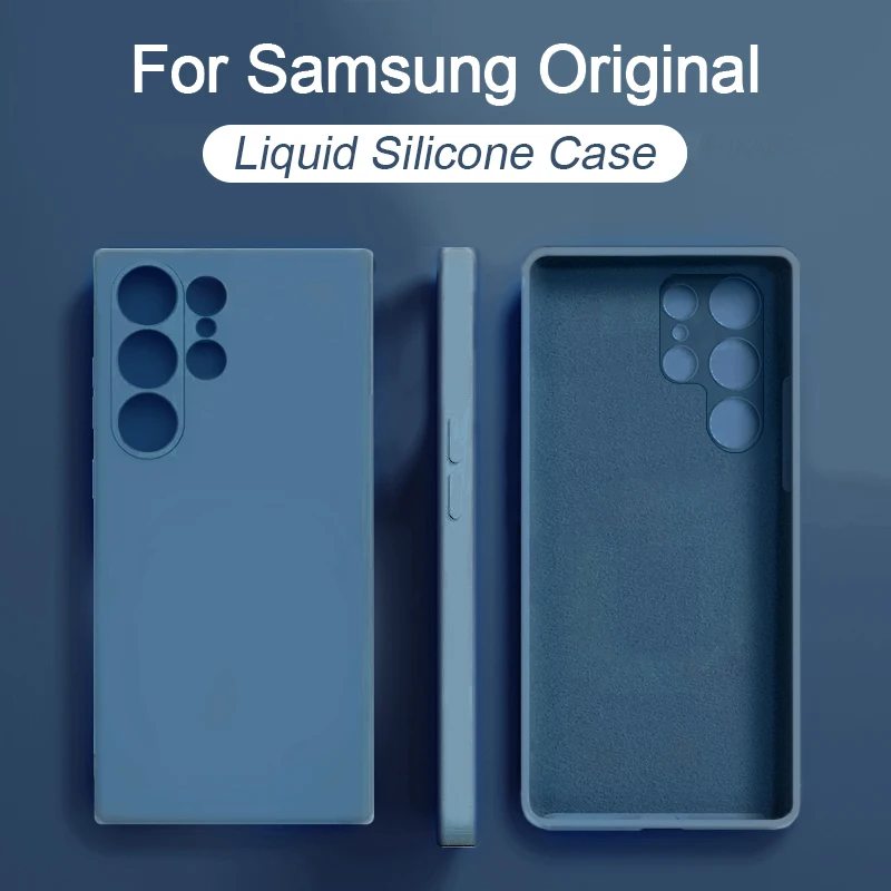 Original Liquid Silicone Soft Case For Samsung Galaxy S21 S22 S23 Ultra S20 Fe S10 S9 S8 Plus Shockproof Protective Phone Cover