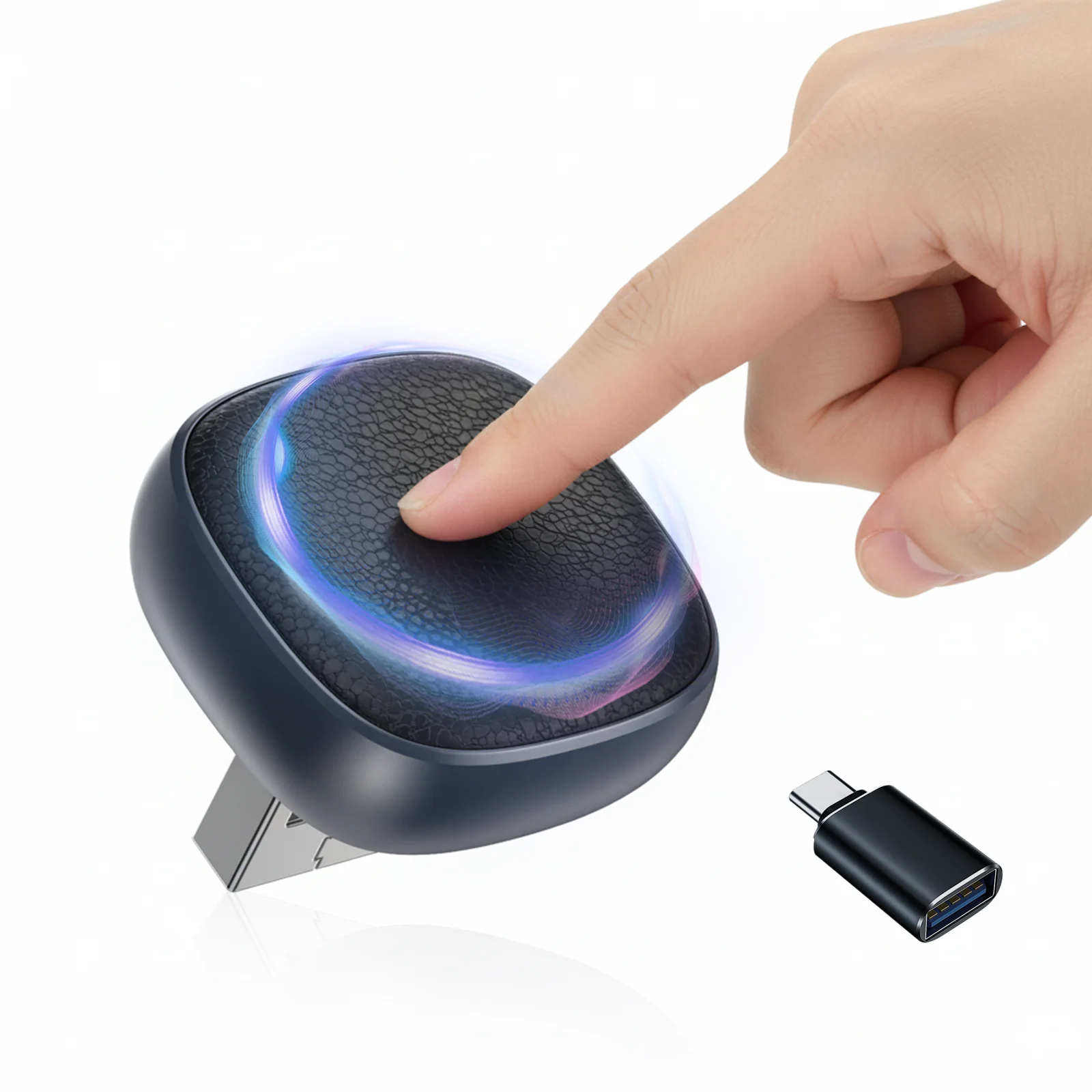 Premium Leather-Texture Wireless CarPlay Adapter - Touch Switch & One-Click Auto-Connect