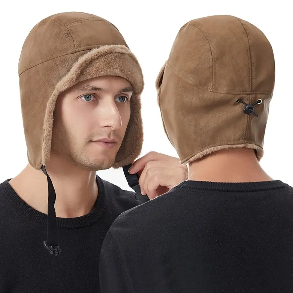 

Outdoors Warm Bomber Hat Thick Windproof Ushanka Fur Hat Ear Protection Plush Lei Feng Hat Men