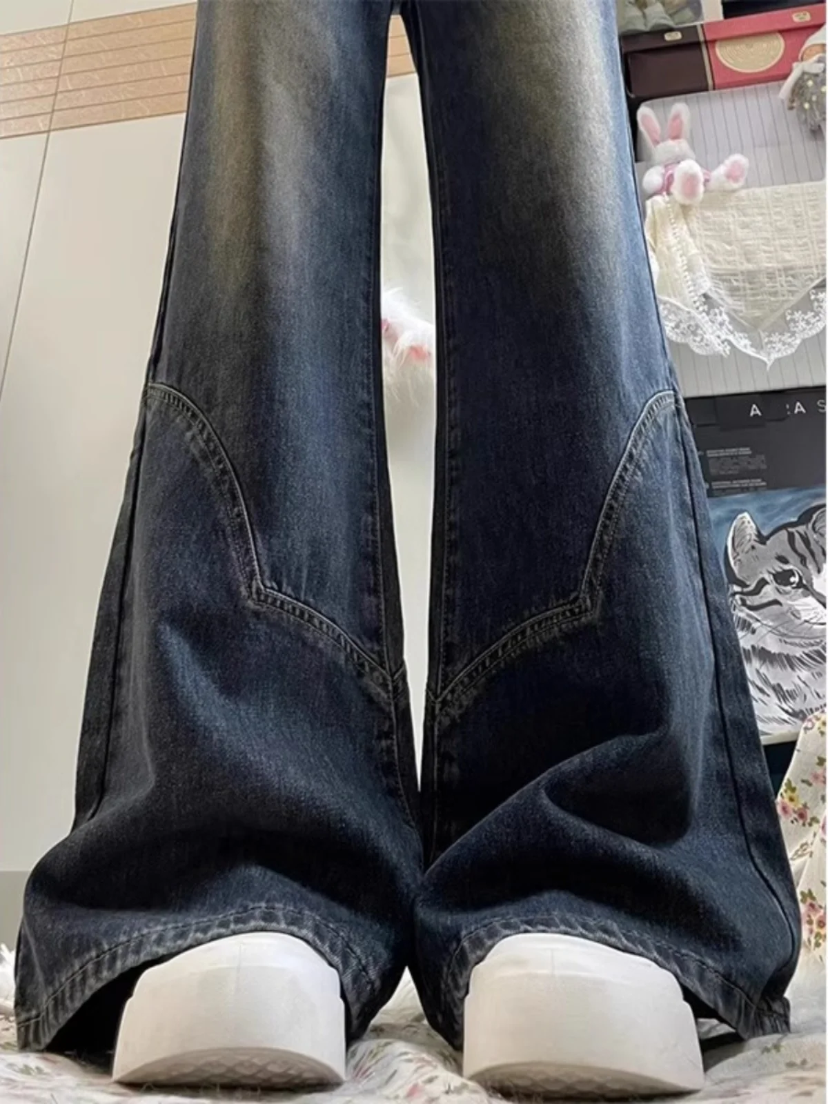 

New 2026 Women's plus Size High Waist Straight Leg Jeans Cement ey Vintage Wide Leg Pants Slimming Summer Jeans