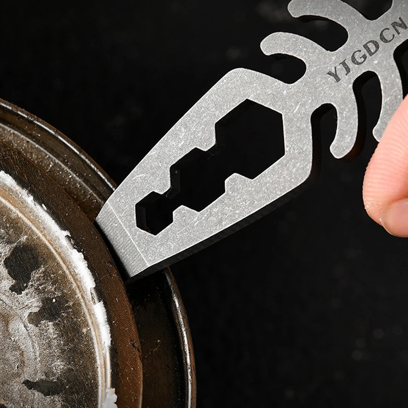 Outdoor EDC Multifunctional Titanium Alloy Mini Pry Bar EDC Keychain Bottle Opener Screwdriver Tool Creative Gift