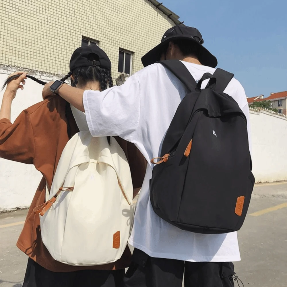 Ransel Kanvas Serbaguna untuk Kuliah, Kapasitas Besar, Warna Solid, Ransel Perjalanan Tahan Air, Tas Selempang untuk Berkemah