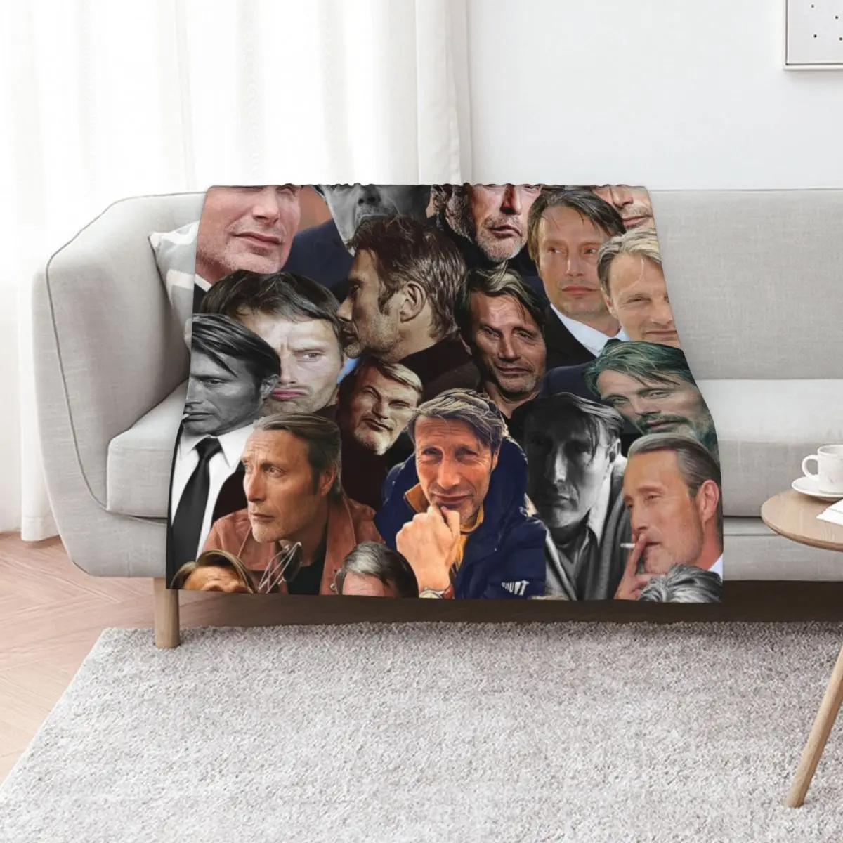 mads mikkelsen photo collage Throw Blanket Camping for sofa Loose decorative blankets ands Picnic Blankets