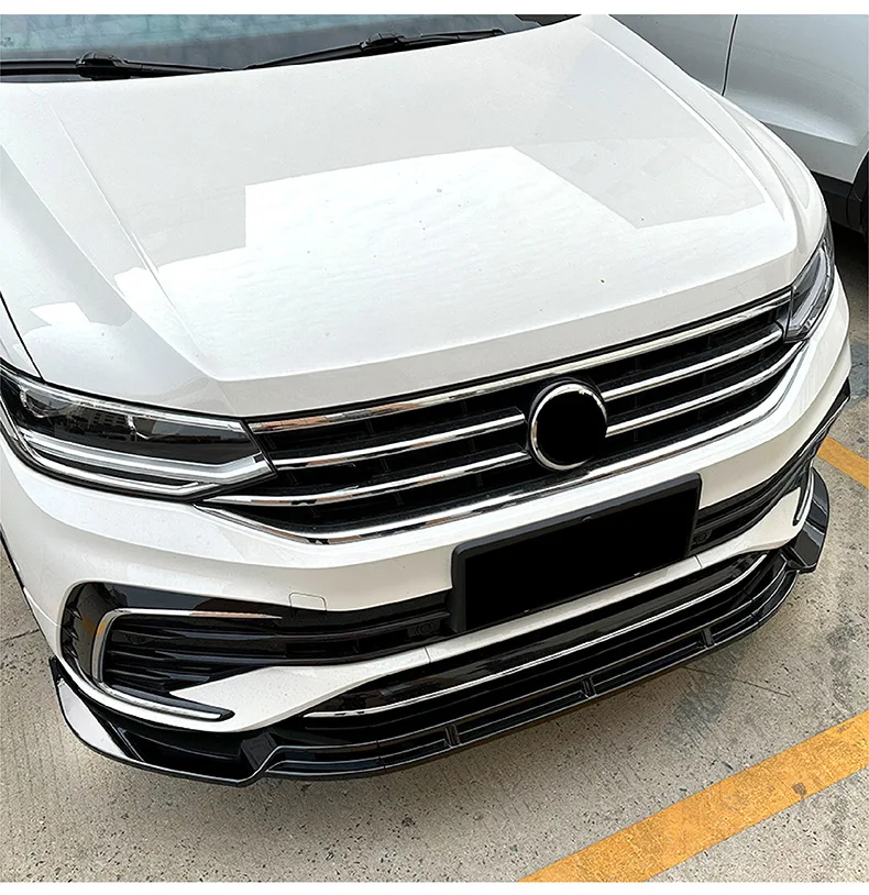 High-Quality ABS 3Pcs Car Front Bumper Lip Diffuser Spoiler Splitter Body Kits For Volkswagen Tiguan L Rline 2021 2022 2023