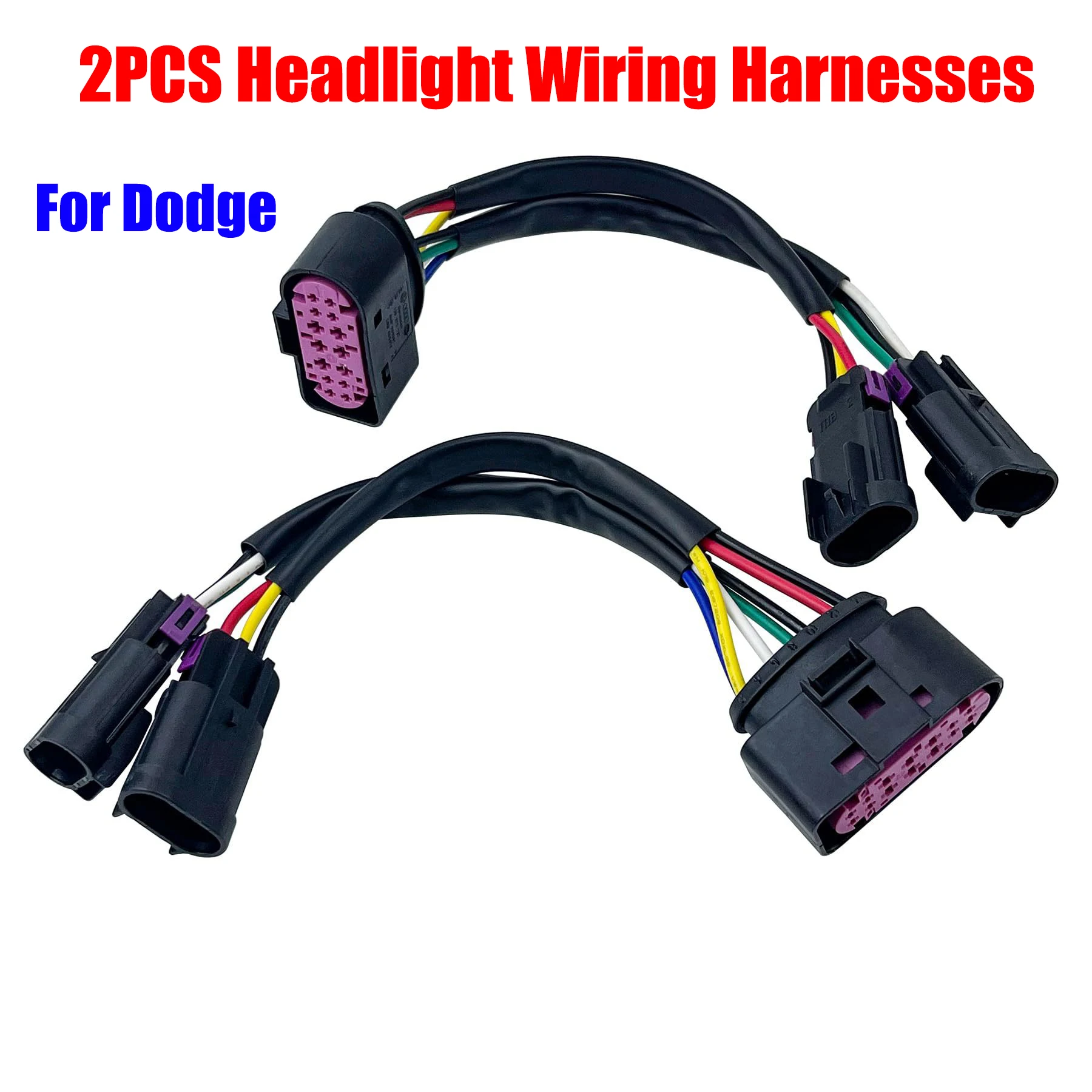 Headlight Wiring Harnesses For Dodge Ram 1500 2500 3500  2009-2018 Conversion Harnesses Quad Housing to Projector Headlight 2PCS