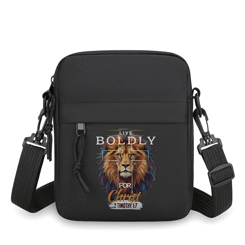 Live Boldly for Christianity Shoulder Bag Wild Lion Print Mobile Wallet Storage Bags Kids Fashion Jesus Women Men Crossbody Bag
