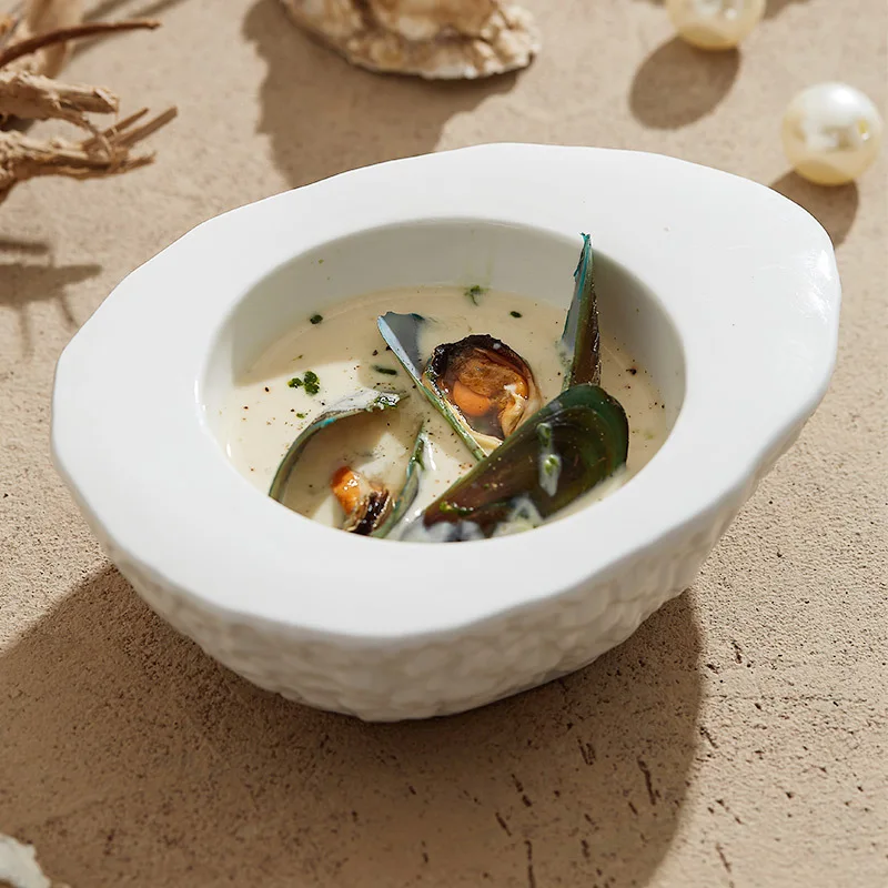 Creative Rock Seafood Plate Soup Bowl Individual Serving for Hotel Restaurant Afternoon Tea