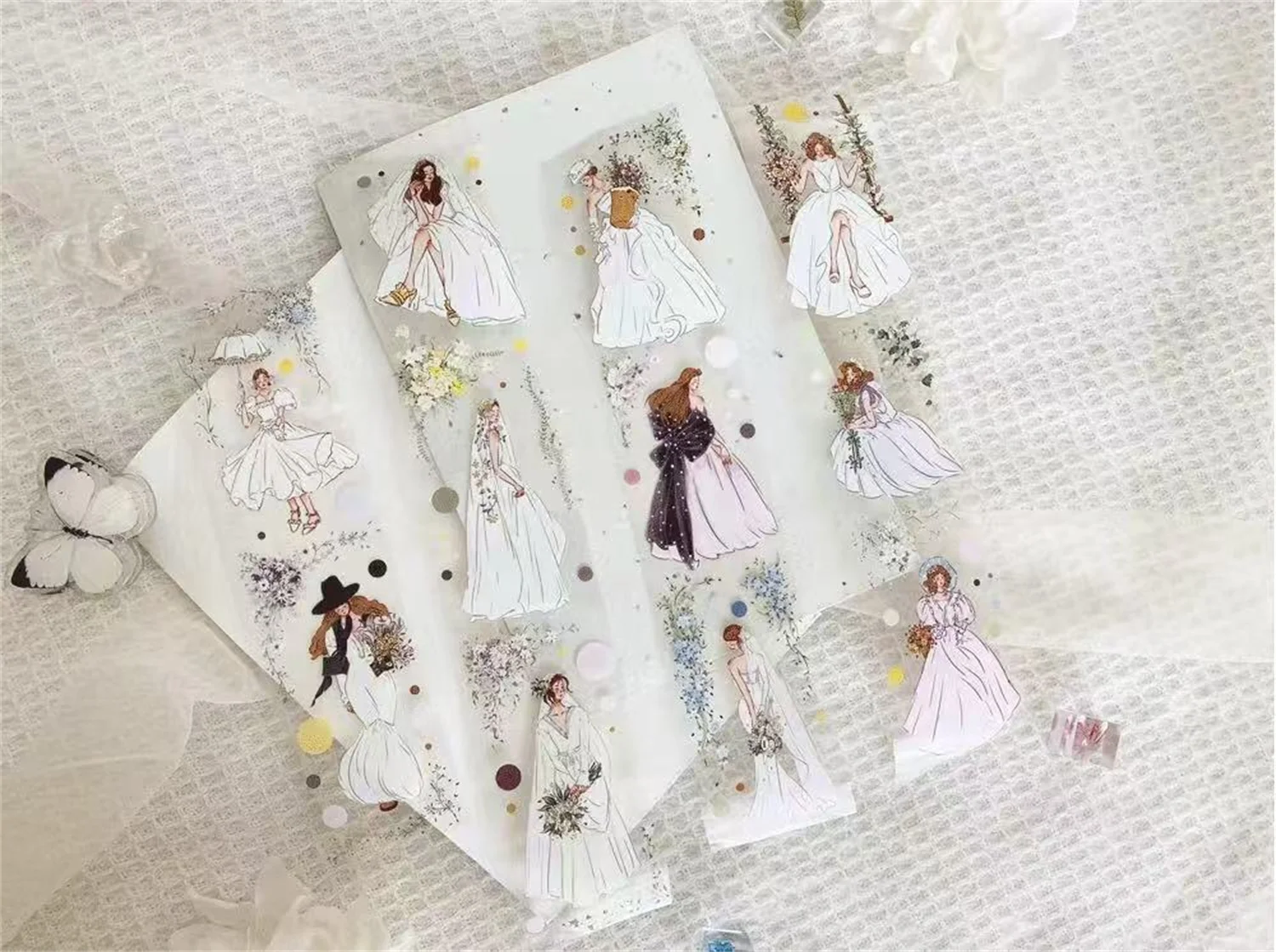 Ayuh Studio Vintage Never Late Girl Washi PET Tape for Planner Card Making DIY Scrapbooking Plan Decorative Sticker
