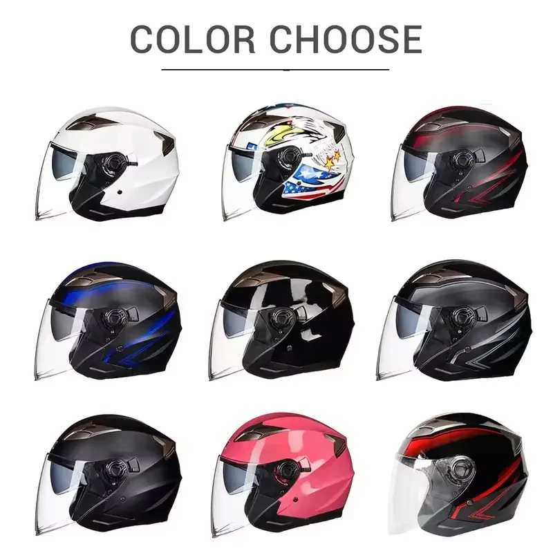 Motorcycle Helmet Half Face Double Lens Cool Casco Moto Four Seasons Men Women Street Fashion Helmet Capacete De Moto Safety