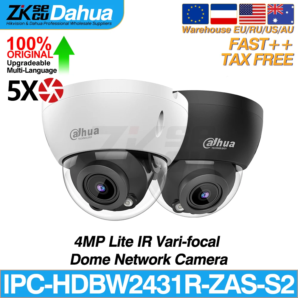 

Dahua Original IPC-HDBW2431R-ZS-S2 IPC-HDBW2431R-ZAS-S2 4MP Lite 2.7-13.5mm 5X Zoom Dome Network POE IP Camera IR SD Slot IK10