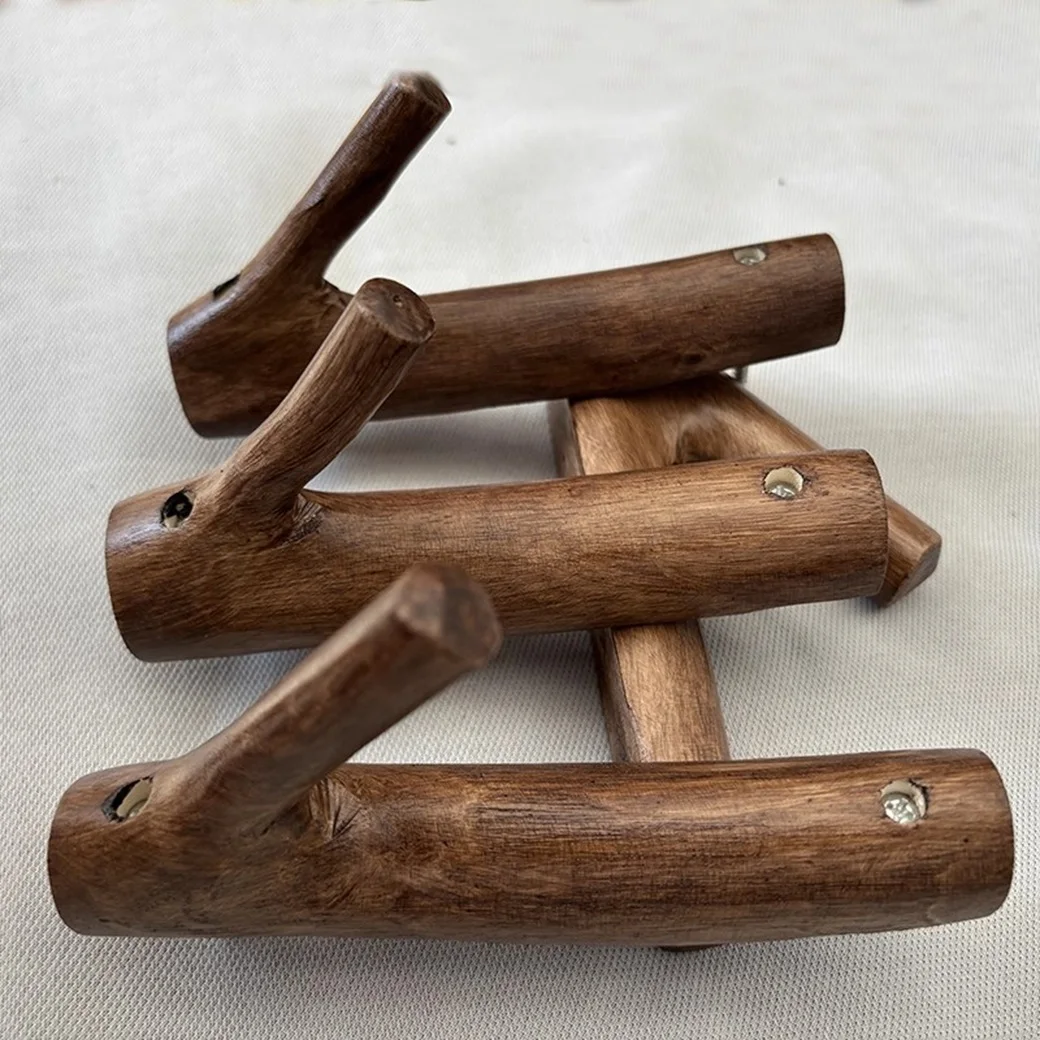 

Creative Solid Wood Tree Branch Clothes Hook Wall Hanging Rack Unique Wooden Storage Organizer for Home Decor