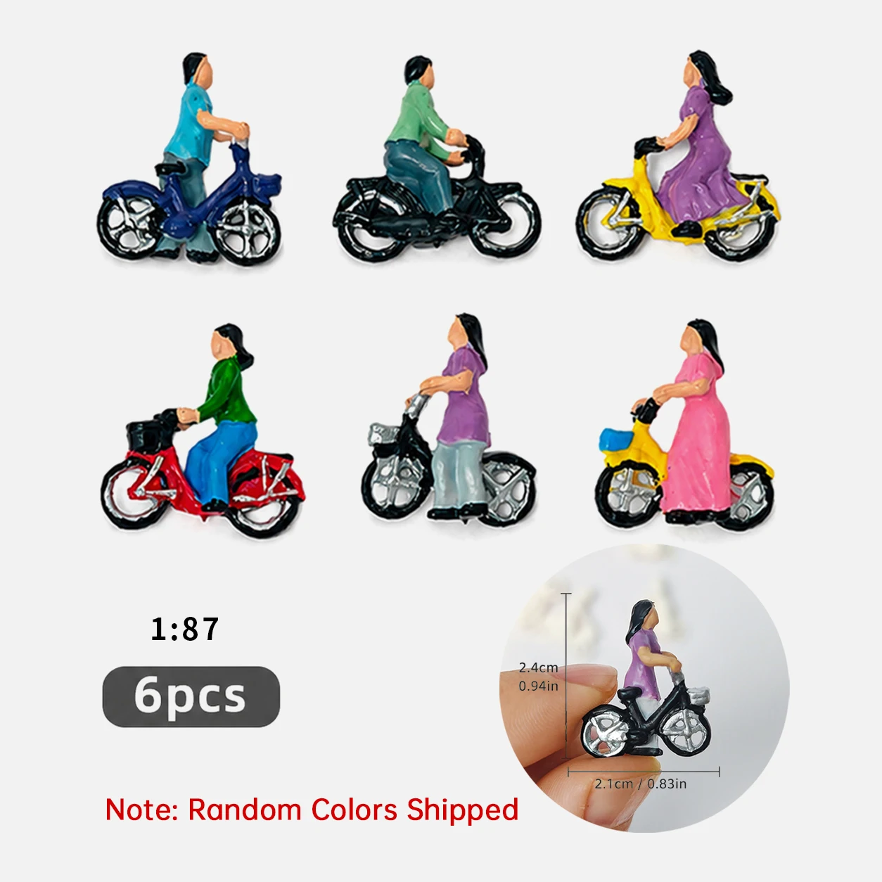 AliExpress NONE 6pcs/set HO Scale 1:87 Mini Cyclist People Miniature Bike Rider Figures Railway Diorama Scene Layout Decor Supplies