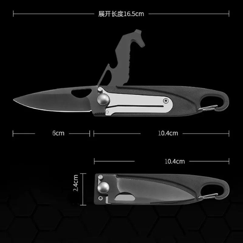 New Keychain Stainless Steel Folding Knife Multi-function Tool Personality Creative Mini Bottle Opener Rope Cutter Screwdriver