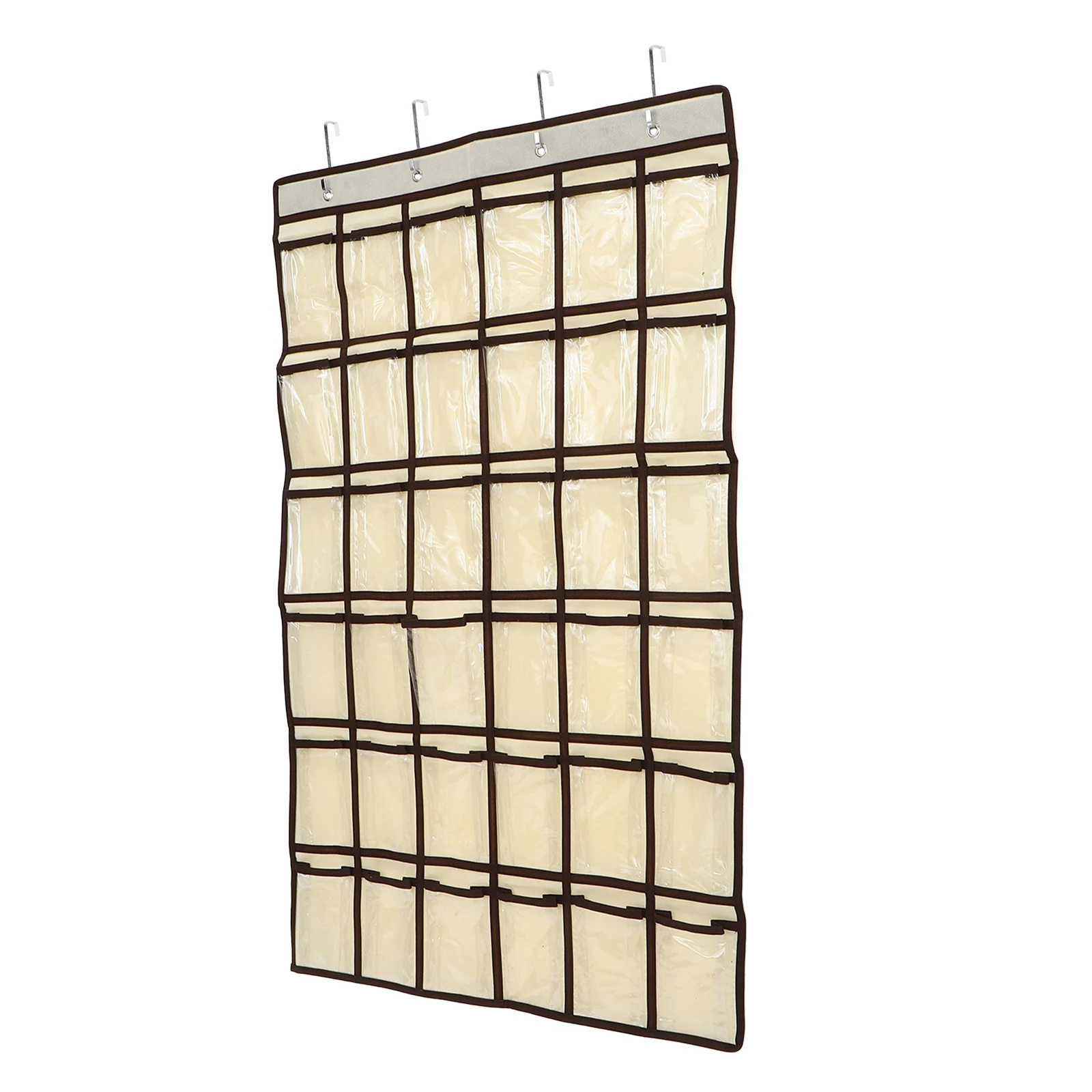 

Transparent Pocket Storage Bag for Cell Phones Jewelry 36 Grids Beige Calculator Chart Classroom Door Organizer Small Items