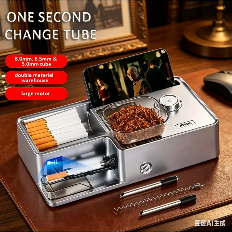 

Новая автоматическая электрическая машинка для скручивания сигарет 3-в-1 с интеллектуальным датчиком, для табака, круглых трубок 5.5/6.5/8 мм, пинцет в комплекте