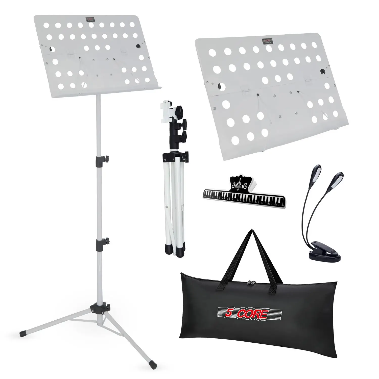 

Music Stand For Sheet Music Height Adjustable Portable Folding Atril Para Partituras w Light Clip for Guitar Players Violinists