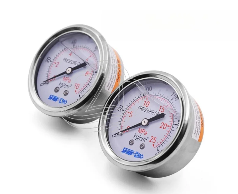 Shock-resistant Pressure Gauge, Radial & Axial Back Type for Hydraulic Oil and Water Pressure Testing