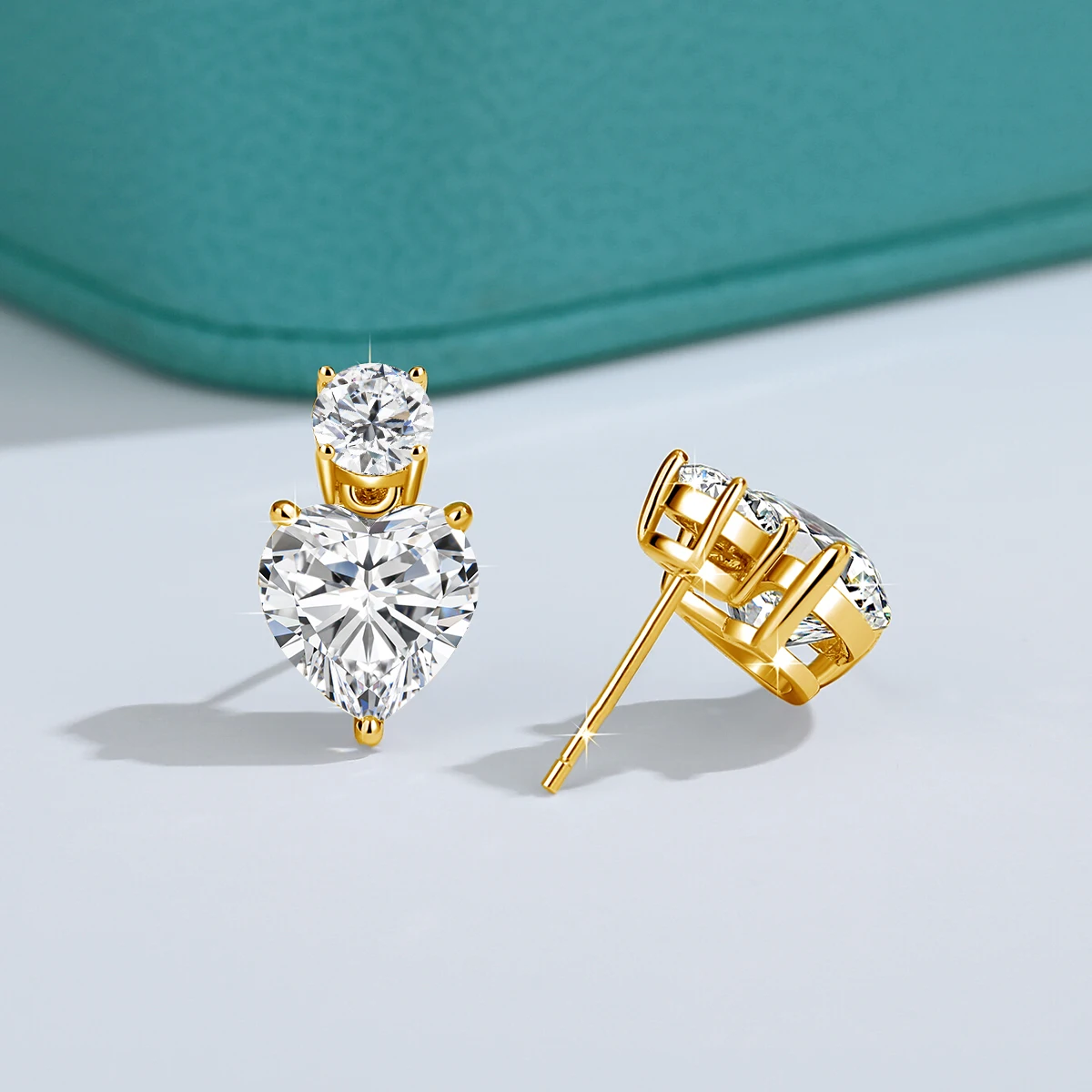 

3CT Heart Shaped Moissanite Earrings Stud for Women Classic 925 Pure Silver Ear Stud Fine Jewelry Hypoallergenic 18k Gold Plated