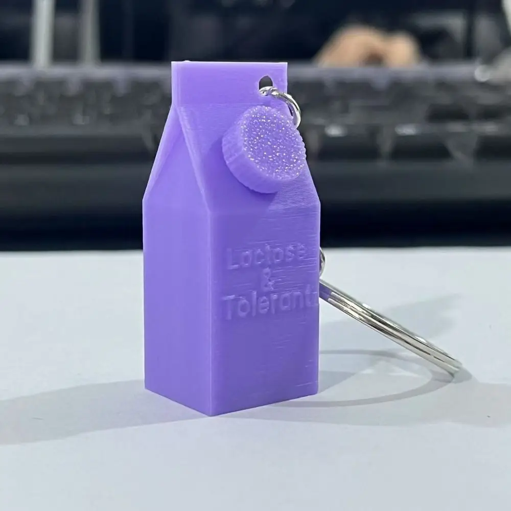 2 Pcs Cartoon 3D Printed Milk Pendant Delicate Unique Mini Milk Pill Container Cute Keychain Backpack Ornament Bag Accessories