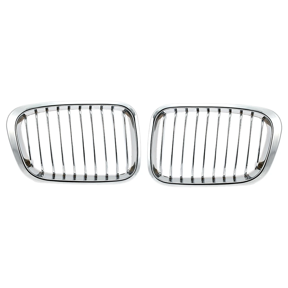 2X Chrome Front Hood Kidney Grille Grill for BMW 1998-2001 E46 320I 323I 325I 328I 330I 4-Door Sedan